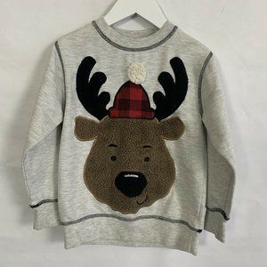 Boys Sweatshirt Faux Fur Moose Pullover Size 5